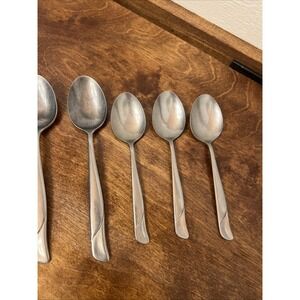 Lot of 7 Pieces Stainless Tablespoons, Soups, Knife Swirl Sand By Cambridge
